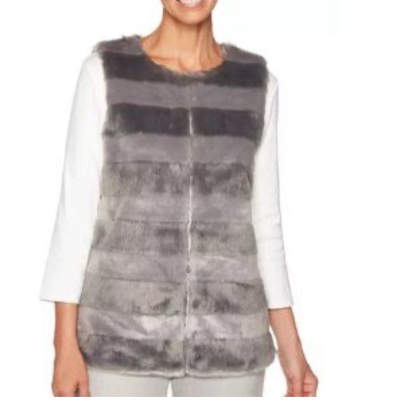 Gray Faux Fur Vest - Picture 1 of 5
